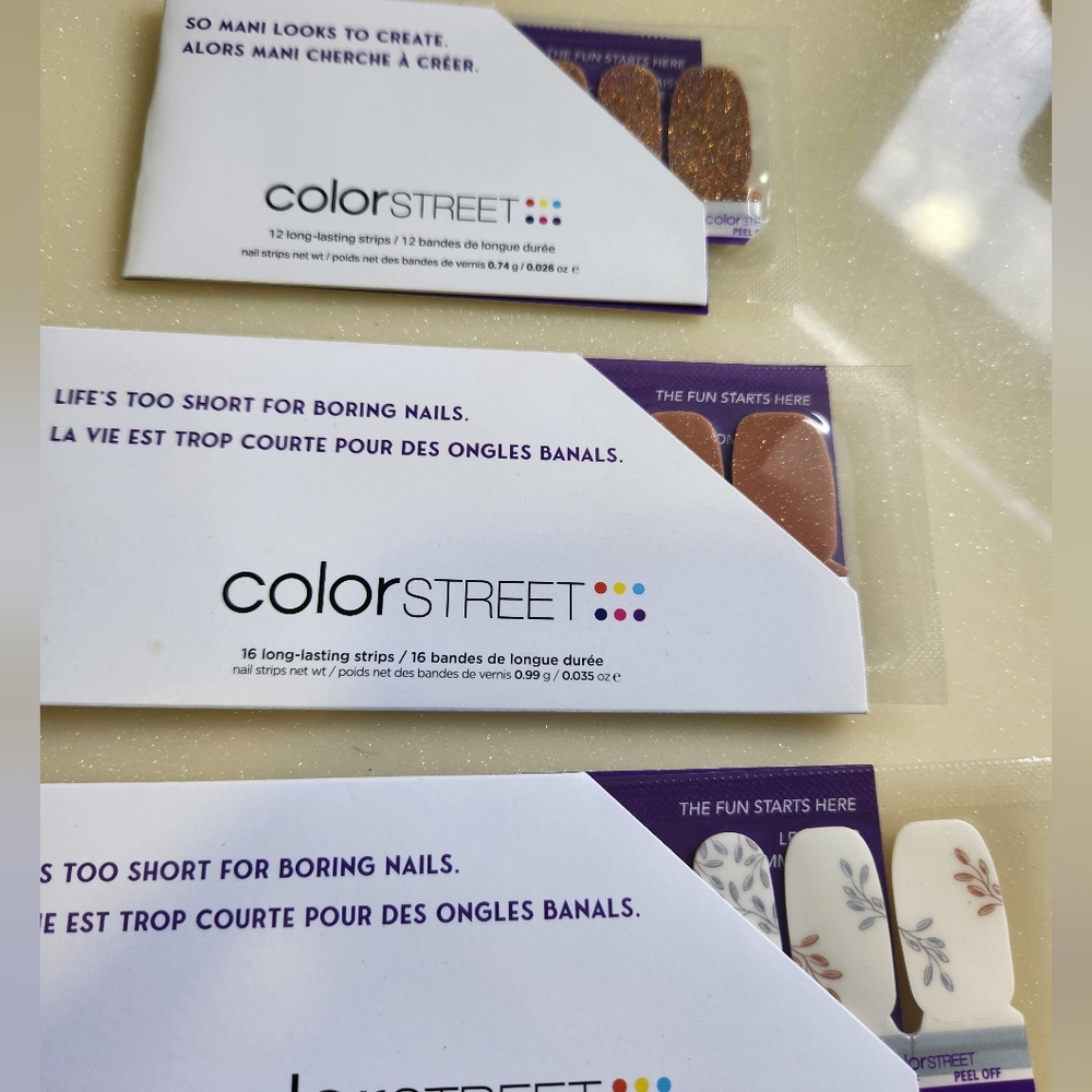 New sealed Color Street polish strips, set of 3